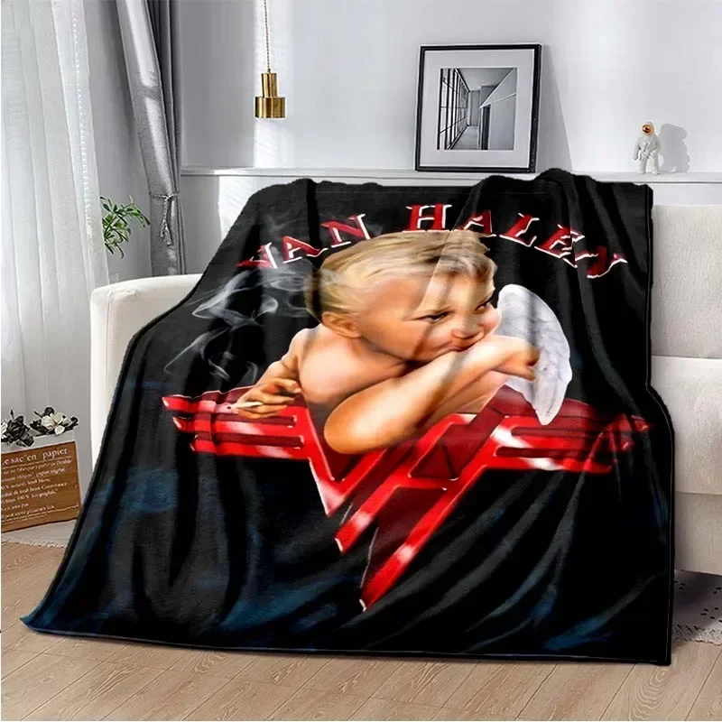 Van Halen Logo Flannel Blanket Bed Cartoon Throw Soft Cartoon Printed Bedspread Sofa Picnic Blanket