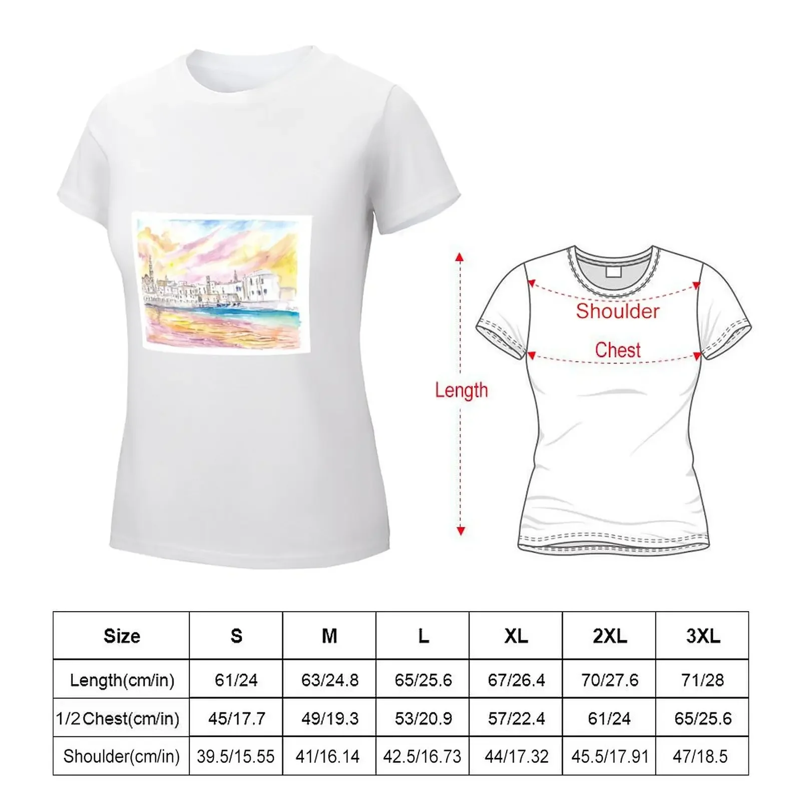 View of Monopoli Italy with Old Port in Spectacular Sunlight T-shirt Aesthetic clothing anime clothes western t shirts for Women