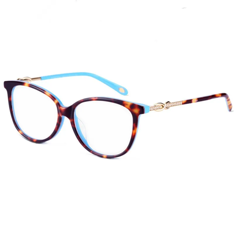 Lightweight Eleglant Women Cateye Glasses Frame 53-15-140 Rhinestone Temple Acetates Fullrim for Prescription