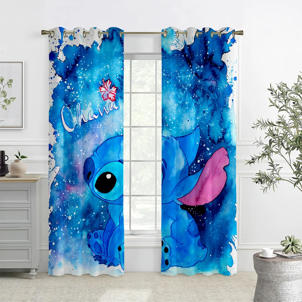 2-Pack Animation Cartoon Print Curtains Living Room Study Dormitory Children's Room Decoration Curtains Machine Washable Gift