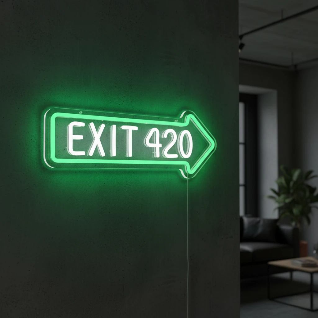 Exit 420 Neon Light Sign USB-Powered Wall-Mounted Large Single-Color LED Bedroom Man Cave Bar Party Decor Birthday Holiday Gift