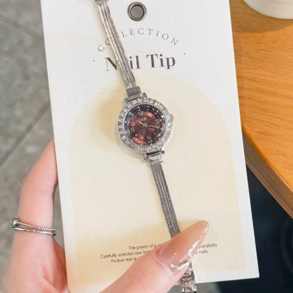 Fashion style minimalist luxury fringe bracelet with quartz watch for women‘s girl party gift jewlry wholesale