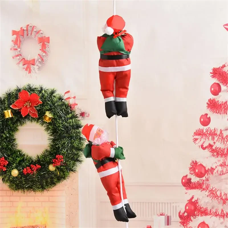 Christmas Santa Claus Climbing Ornaments Xmas Tree Wall Hanging Rope Doll Pendants Christmas Decor For Home 2025 New Year Gift