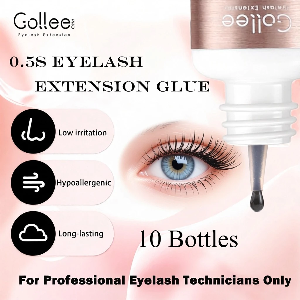 Gollee 10PCS Eyelash Extension Glue 0.5 Second Fast Drying,Waterproof, Oil Resistant, Strong Hold & All Weather Professional Use