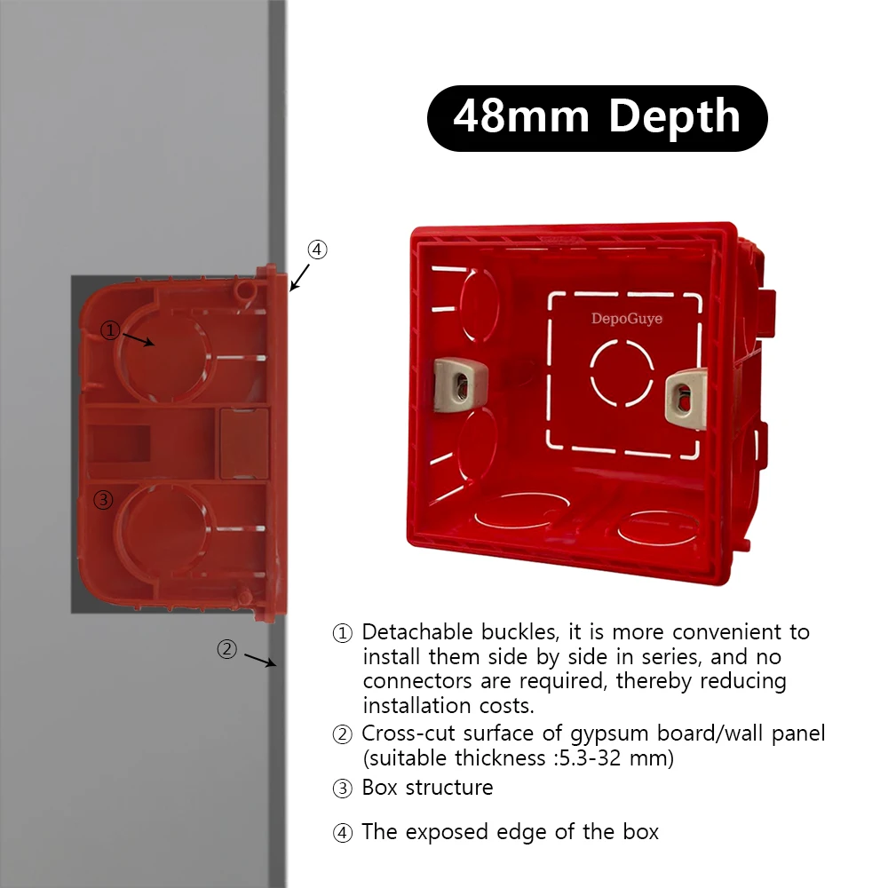 Model 86 General Electric mounting box, switch socket junction box hidden inside mounting box, electrical socket and accessories