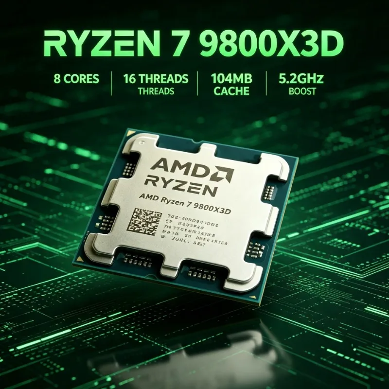 AM5 Slot High Cache Gaming CPU R7 9800X3D X3D V-Cache 4.7GHz 8C16T DDR5 Tray Processor Without Fan