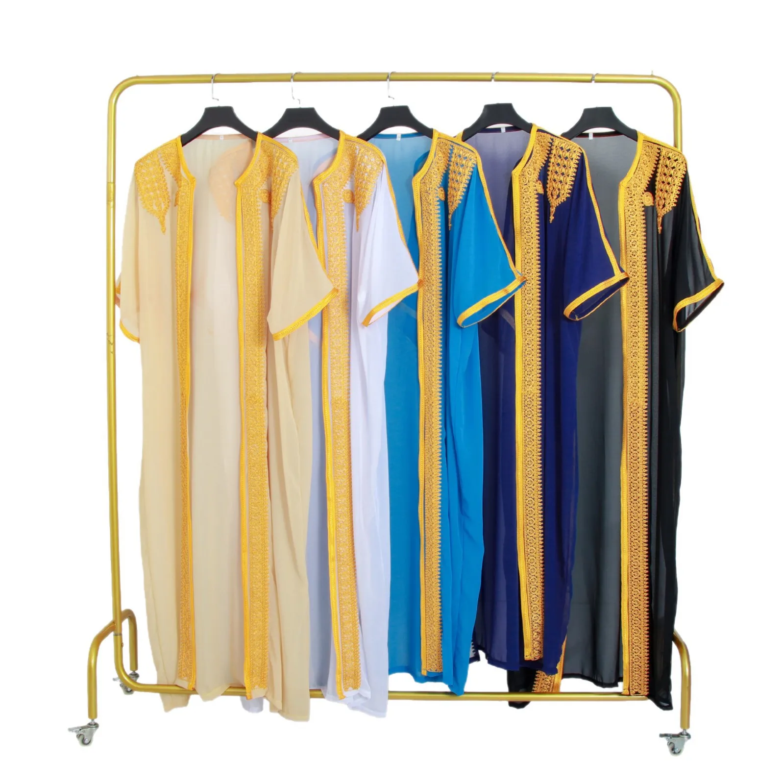 Eid Men Robe Jubba Thobe Open Abaya Dishdasha Islamic Embroidery Cardigan Abayas Dubai Male Muslim Prayer Kaftan Ramadan Morocco