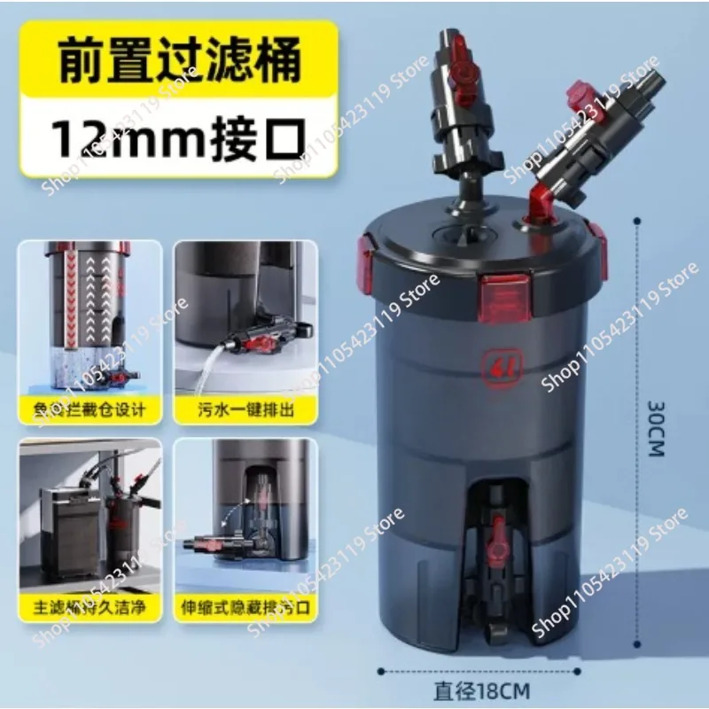 

3-in-1 No Electricity Aquarium External Pre Filter Barrel Silent Water Cycle Purification Filter for Fish Tank Pond Use