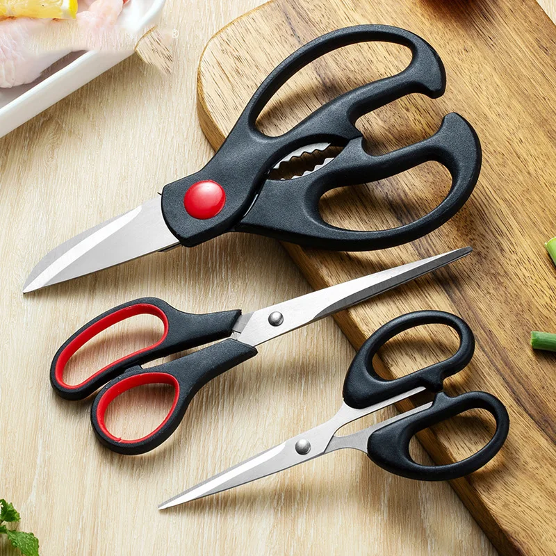 Hot 3Pcs Set Kitchen Scissors Stainless Steel Household Multifunctional Chicken Bone Scissors Food Tailor Scissors