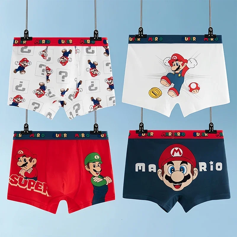 

4pcs Super Mario Bros. Underpants Anime Quality Cotton U Bag Bulging Underpants Teen Student Kids Cute Breathable Boxer Shorts