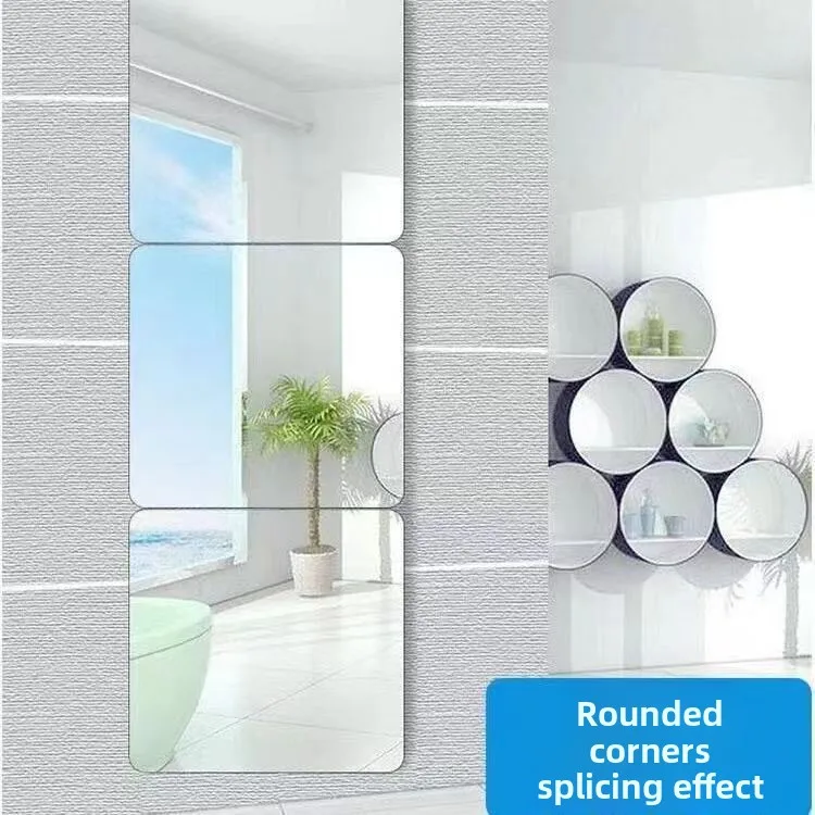 4 Stück Selbstklebende Acryl-Spiegel Badezimmer Dusche Make-up Antibeschlag-Spiegel Heim-DIY-Dekoration Fliesen-Spiegel-Aufkleber – Detail 4