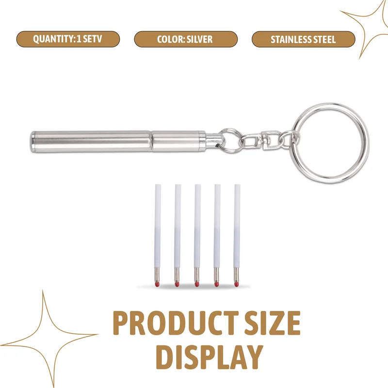 Y19A Portable Key Ring Stainless Steel Telescopic Pen Telescoping Ballpoint Pen Keychain Tool For Outdoor Travel