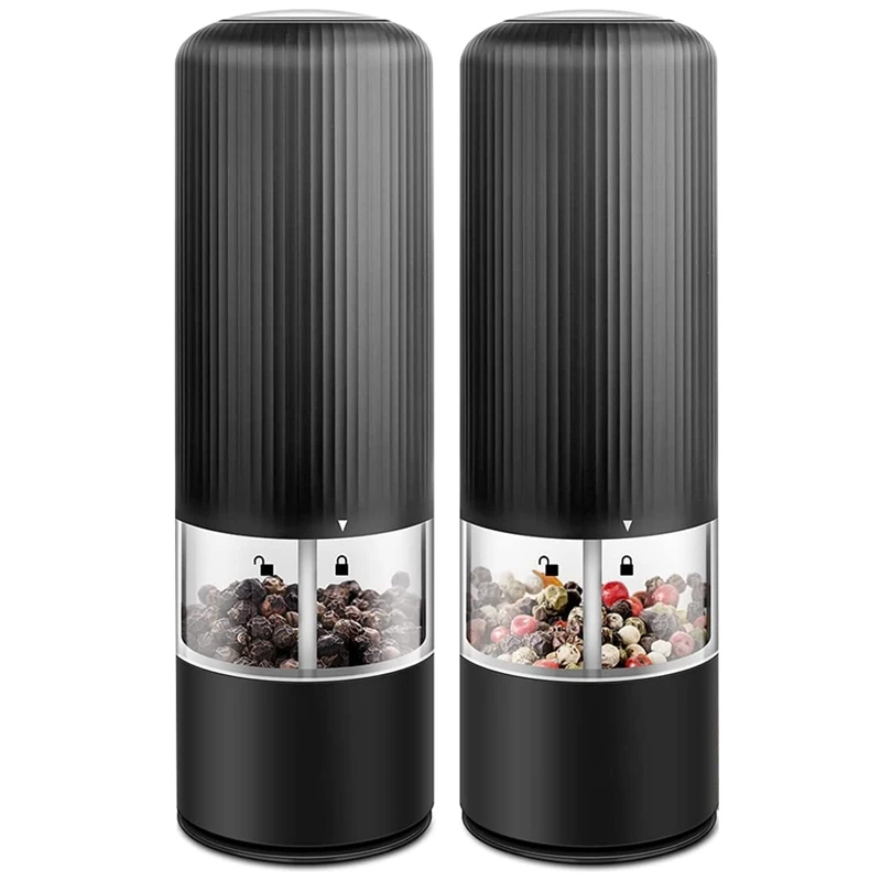 

Electric Salt And Pepper Grinder Set, Automatic Pepper Grinder Operated With Adjustable Coarseness, Pepper Mill Set