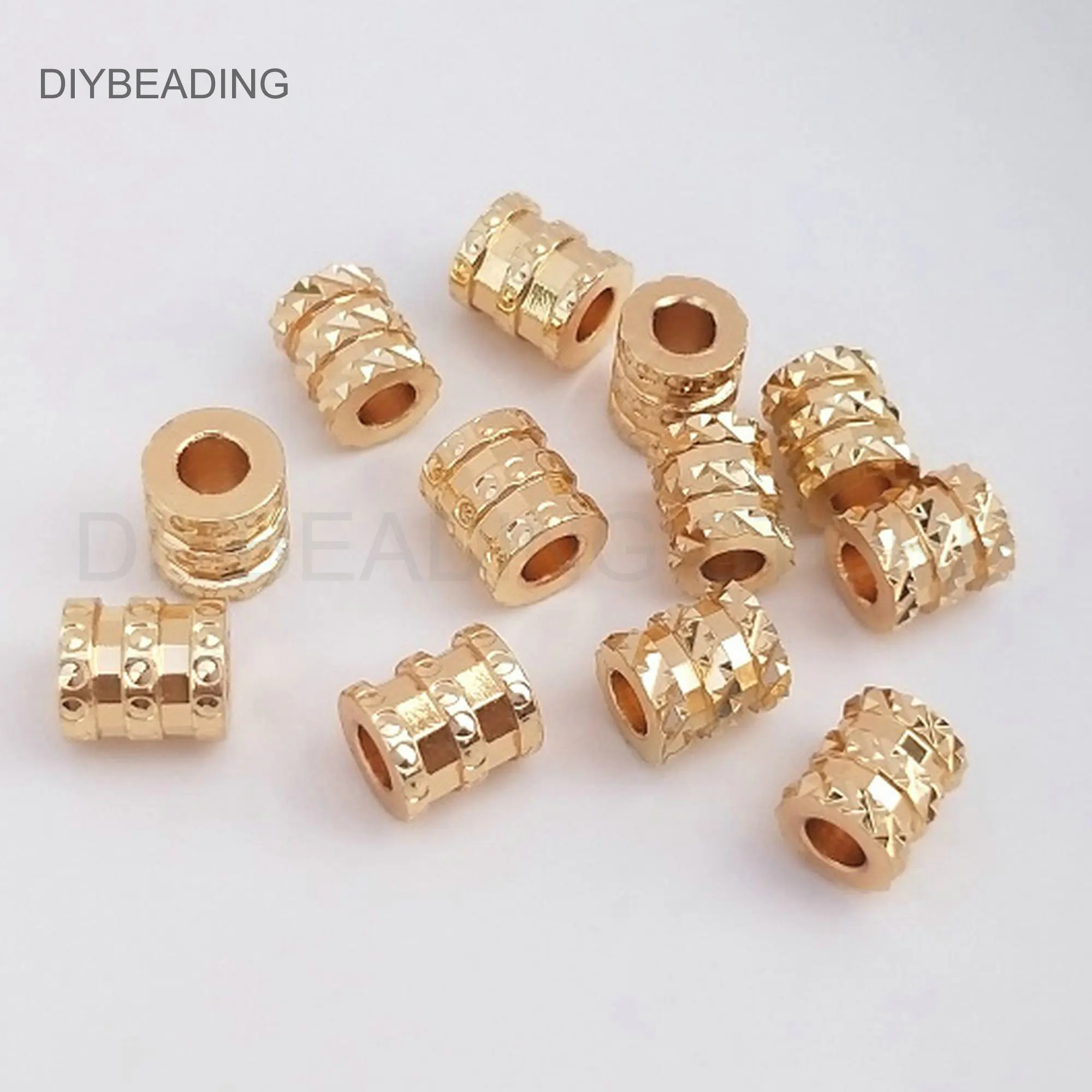 

Large Hole Tube Beads for Jewelry Making 14K Gold Plated Brass Round Tube Spacer Connector Charm Beads Finding Lots Supply