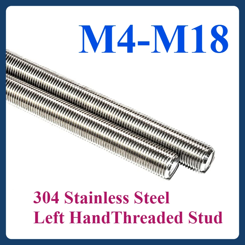 

1/2/3/5Pcs,Full Thread Bar Studs Left Hand Threaded Studoff Rod 304 Stainless Steel Length 250mm，M4 M5 M6 M8 M10 M12 M14 M16
