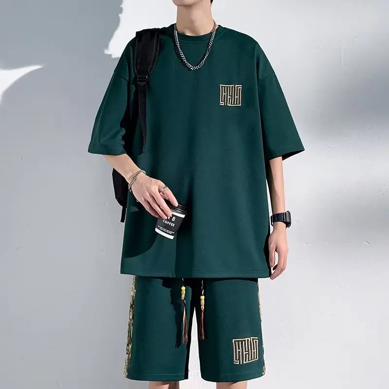 

Fashion Summer Mens Sets 2 Piece Tshirt Shorts Mens Outfits Loose Shorts Sets Men Jogger Sport Suits Fitness Tracksuits Clothes