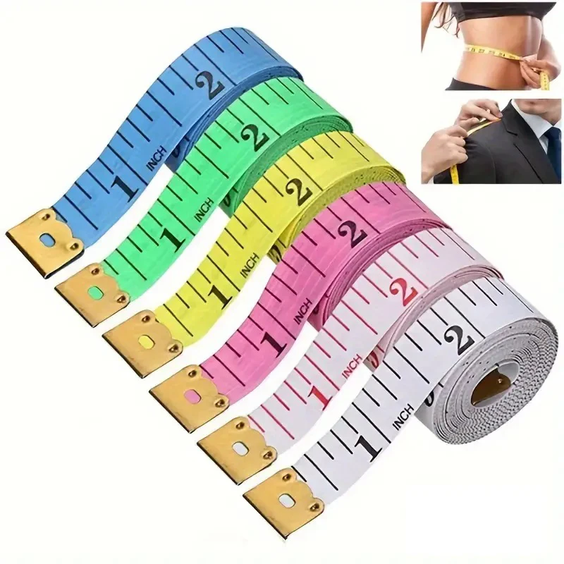 12Pcs 150cm/60inch Body Measuring Ruler Sewing Tailor Tape Measuring Centimeter Meter Sewing Measuring Tape Soft Random Color