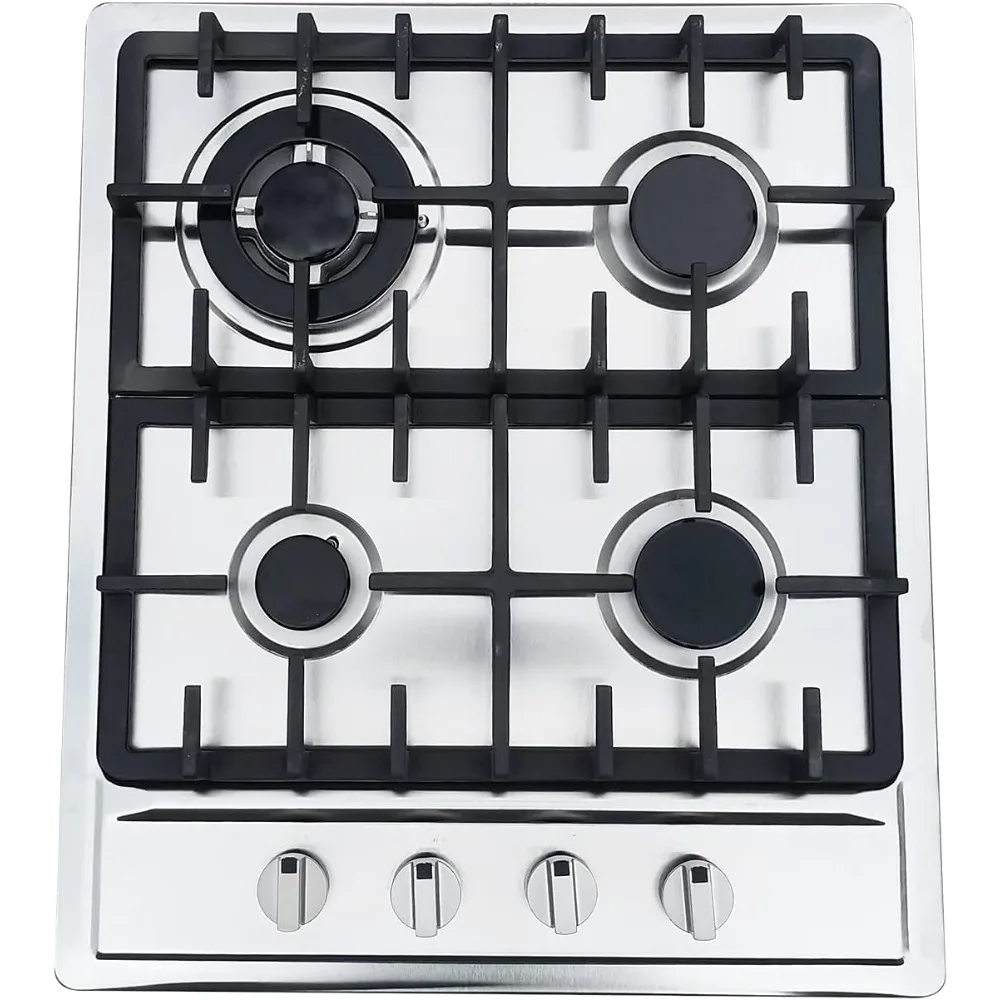

20.1’’ Gas Cooktop 4 Burners Gas Stove Stainless Steel Built-in Gas Stovetop Gas Hob Stove Top W/Cast Iron Grates Gas Hob Panel