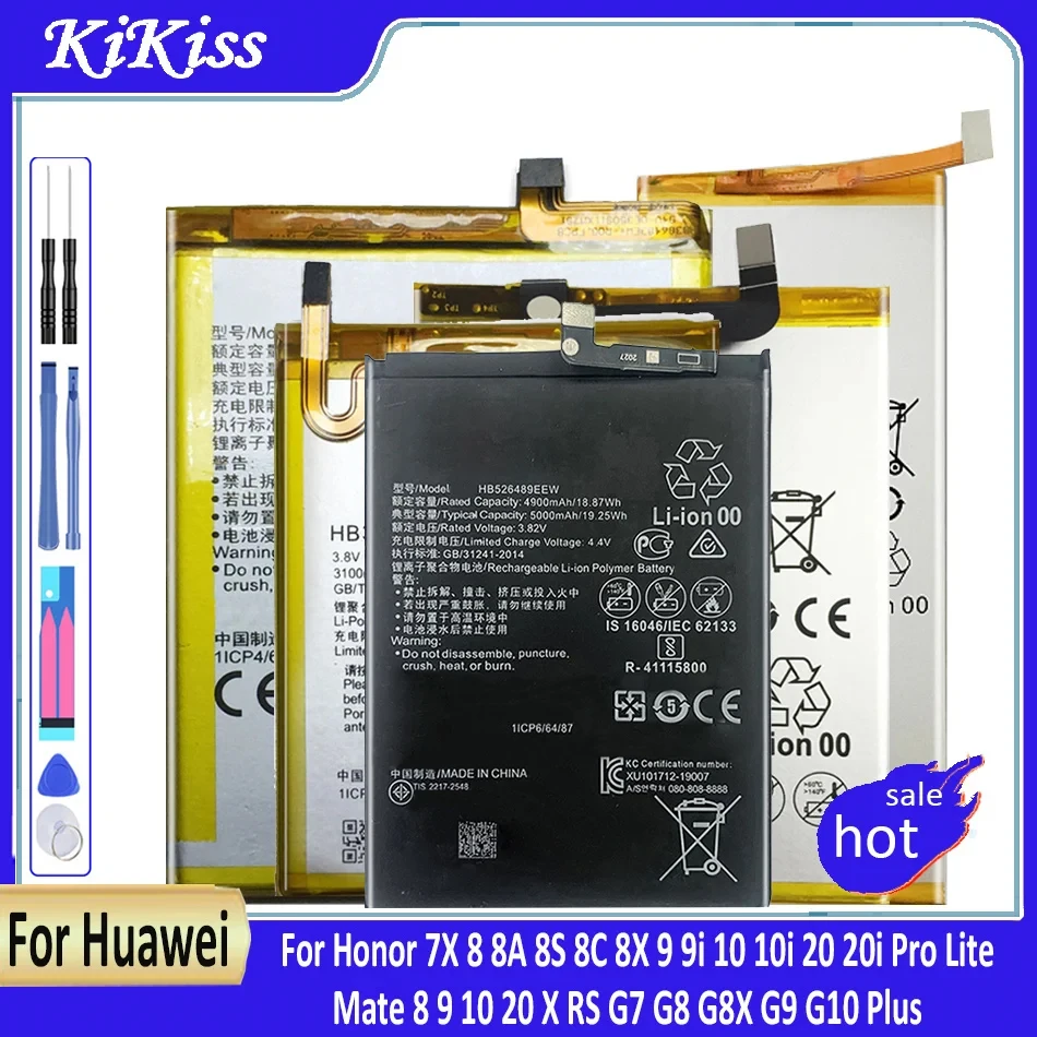 Battery For Huawei Honor 7X 8 8A 8S 8C 8X 9 9i 10 10i 20 20i Pro Lite STF-L09 STF-AL10/Mate 8 9 10 20 X RS G7 G8 G8X G9 G10 Plus