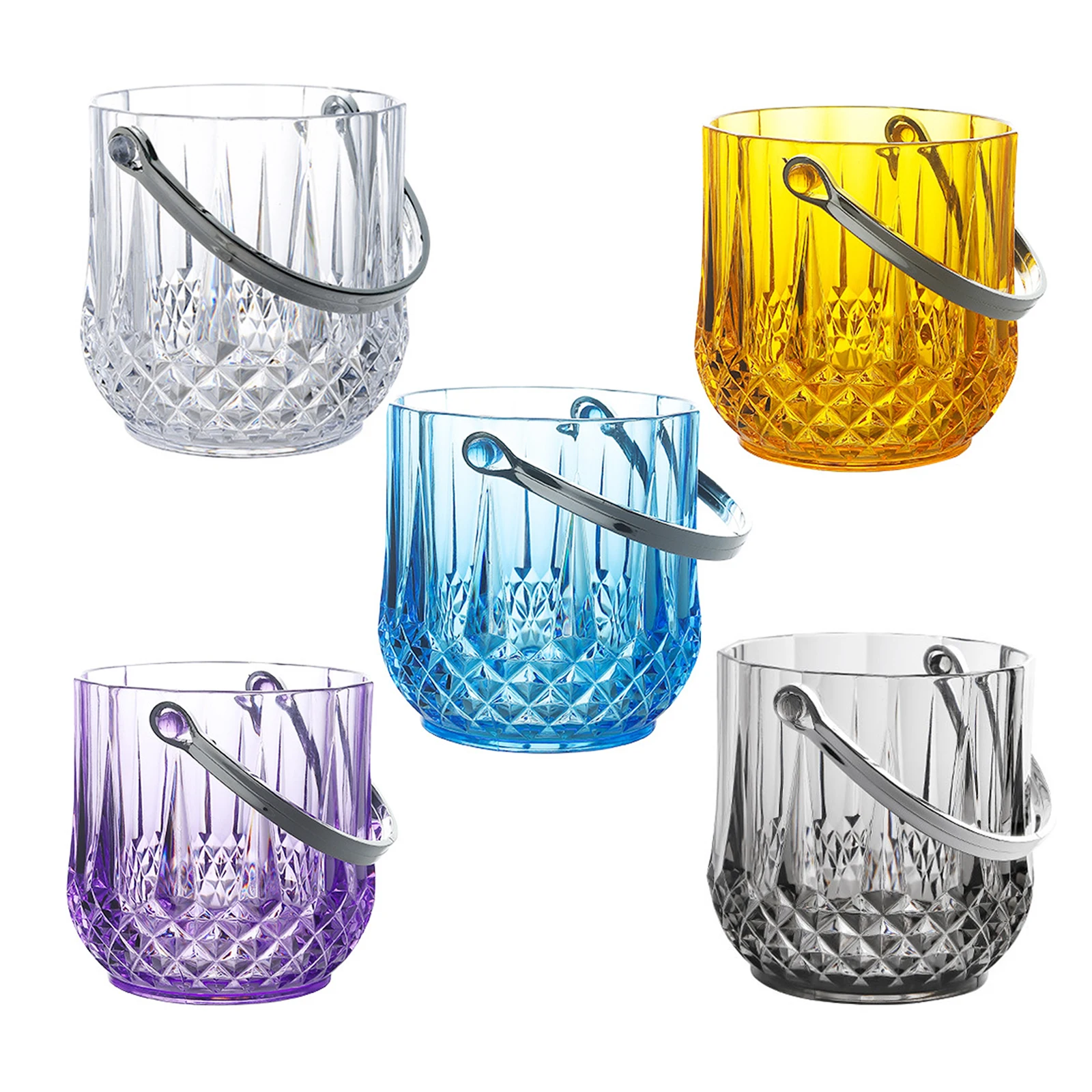 Szklane wiaderko na lód z uchwytem i szczypcami do lodu Przezroczyste wiaderka na lód