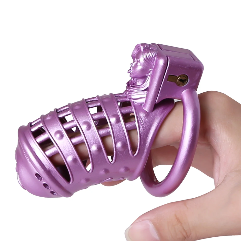 Purple Spikes Cage Set Lightweight Male Custom Flat Chastity Device Kit Penis Ring Cock Ring Cock Cages Trainer Belt Sex Toys