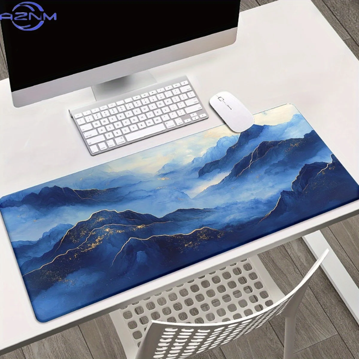 1pc, Misty Mountain Landscape in  Tones HD Printed Pad for Desk, Multi Functional XXL Mousepad, Keyboard Gaming Mouse Mats, Offi