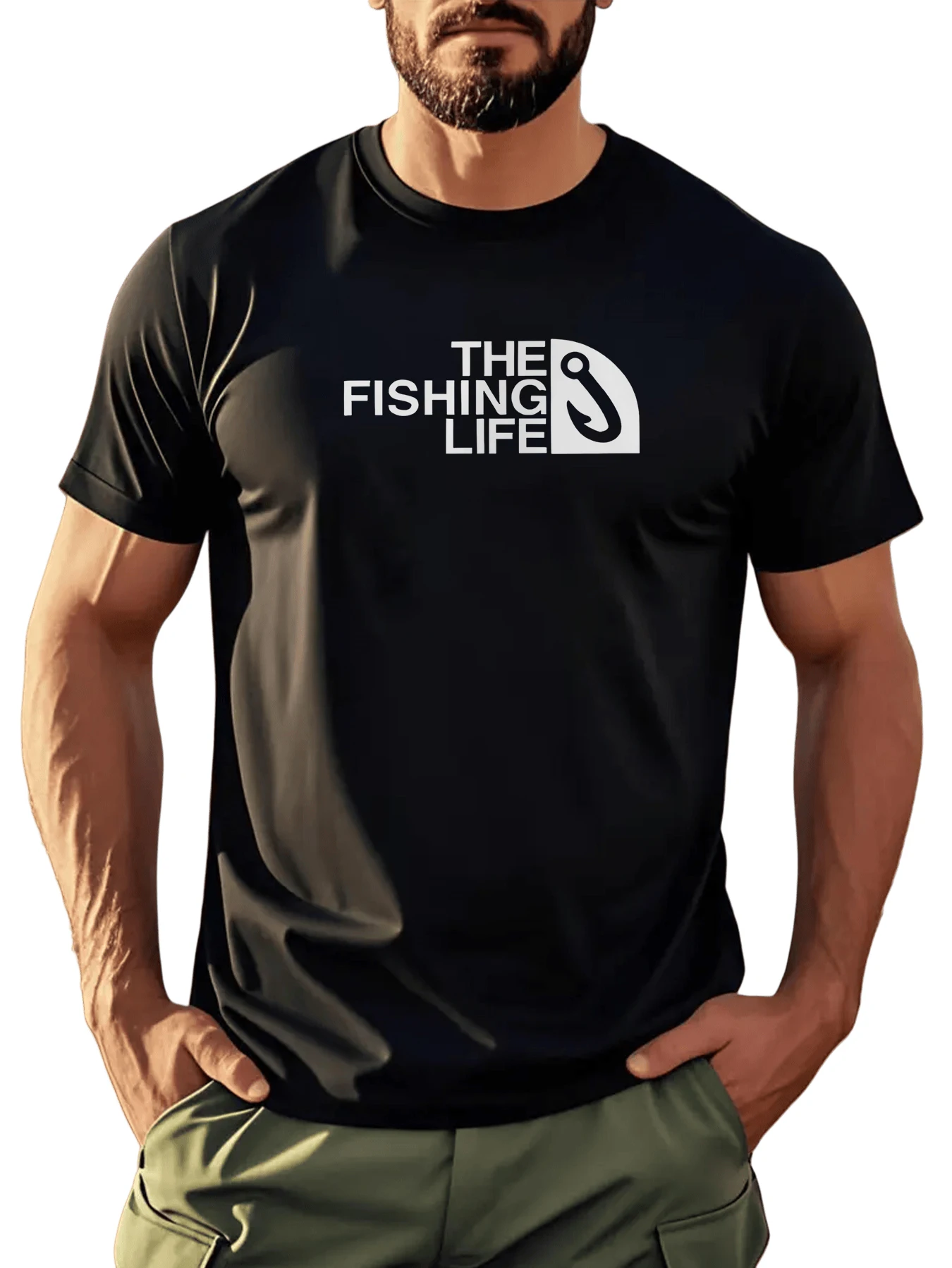 

GYM Fashion Men's T Shirt Fish Hook Letter Graphic T Shirt Polyester Lightweight Breathable Running Quick Dry T Shirt Top