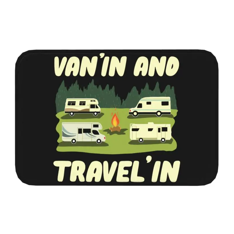 RV Camper Van Motorhome Caravan 2 Front Floor Door Entrance Mats Indoor Cartoon Van Adventure Bath Kitchen Doormat Carpet Rug