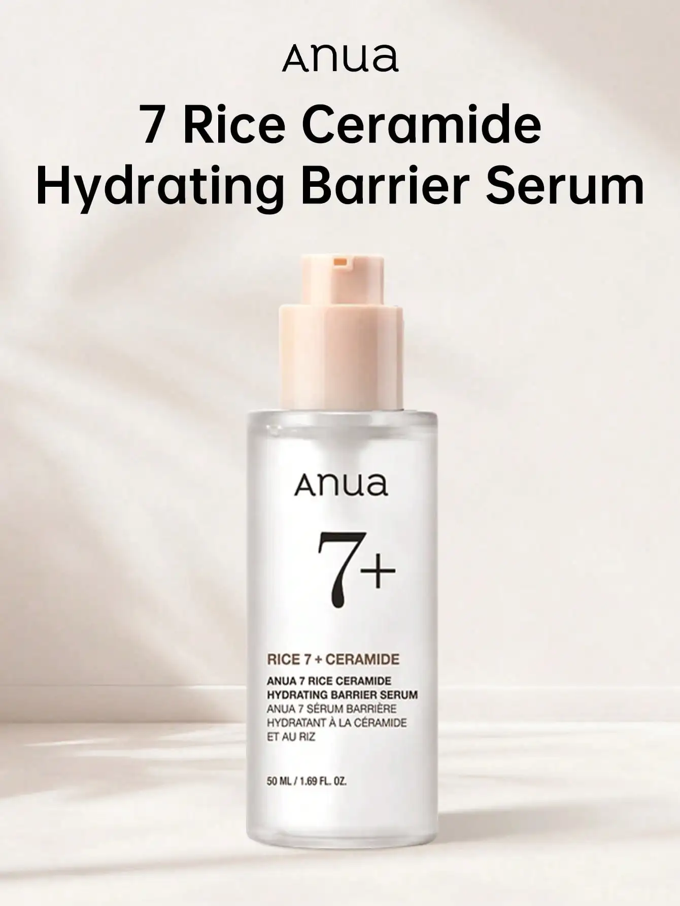 Esencia Hidratante con Ceramidas de Arroz Anua 50ml, Ácido Hialurónico, Piel Seca y Sensible, Cuidado de la Piel Coreano, 1.69 fl oz