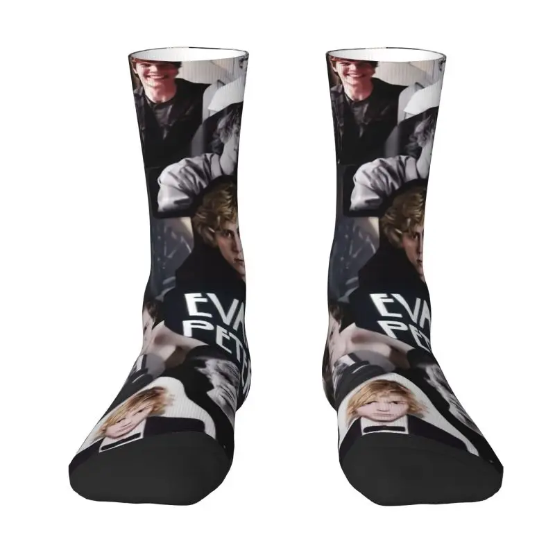 Evan Peters Dress Socks Mens Womens Warm Fashion Novelty Actor Star Movie Crew Socks