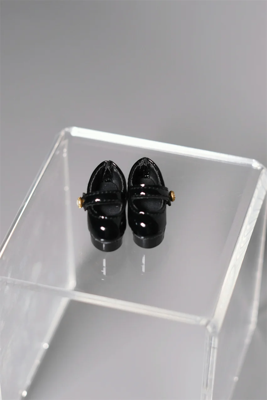 Sapatos de boneca bjd para meninas, sola grossa, preto brilhante, fivela dupla, elegante, 1/4 1/6, yosd blythe, brinquedos, presentes, acessórios de boneca fofos