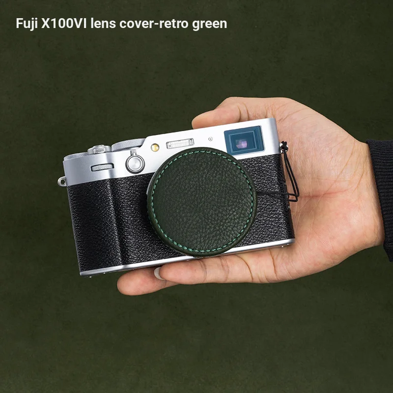 Leather camera lens cap for Fujifilm X100VI/X100V anti-loss protection cover xhalf Ricoh GR/GR3 camera dust cover