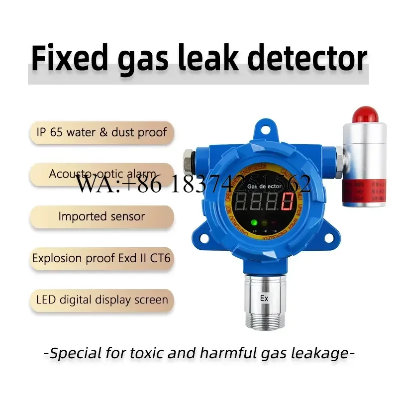 Wmwmnu Online Hydrogen Leak Detector with RS485 Modbus 4-20mA Output Signal H2 Gas Sensor for Industrial Safety Monitoring