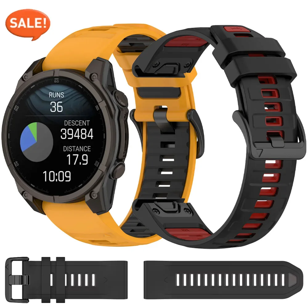 Cinturino in silicone Quick Fit 26mm 22mm 20mm per Garmin Tactix 8 51mm 47mm Bracciale ufficiale per Fenix 8X 7X/Forerunner 970