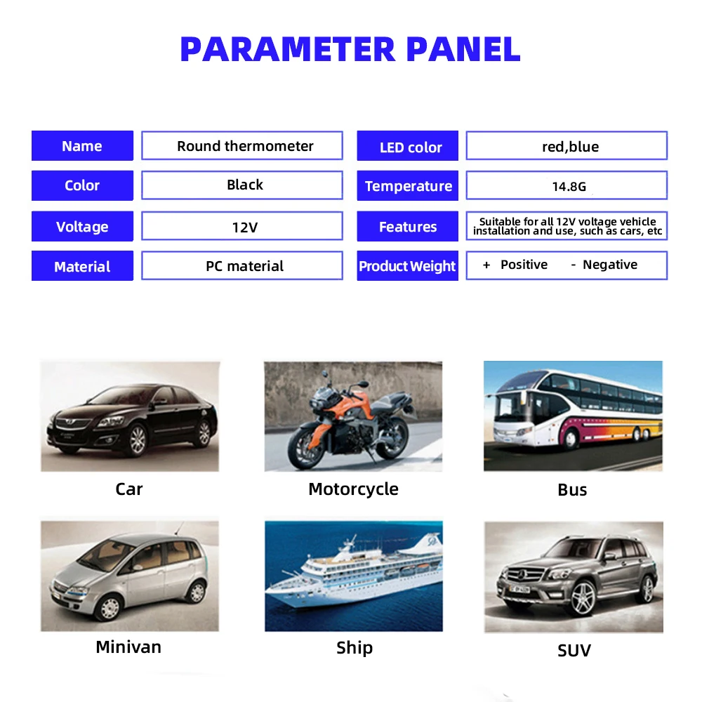 Voltmetro di temperatura per Auto 12-24V misuratore di tensione automatico Display misurazione digitale per termometro per barca da moto per Auto T