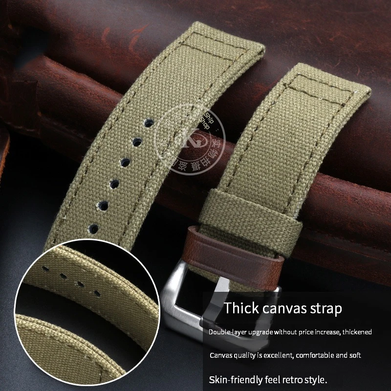 24mm High Quality Nylon Fabric Watch Band Fit for Panerai Luminor PAM111 PAM441 Series FOR Breitling watch MEN Canvas strap