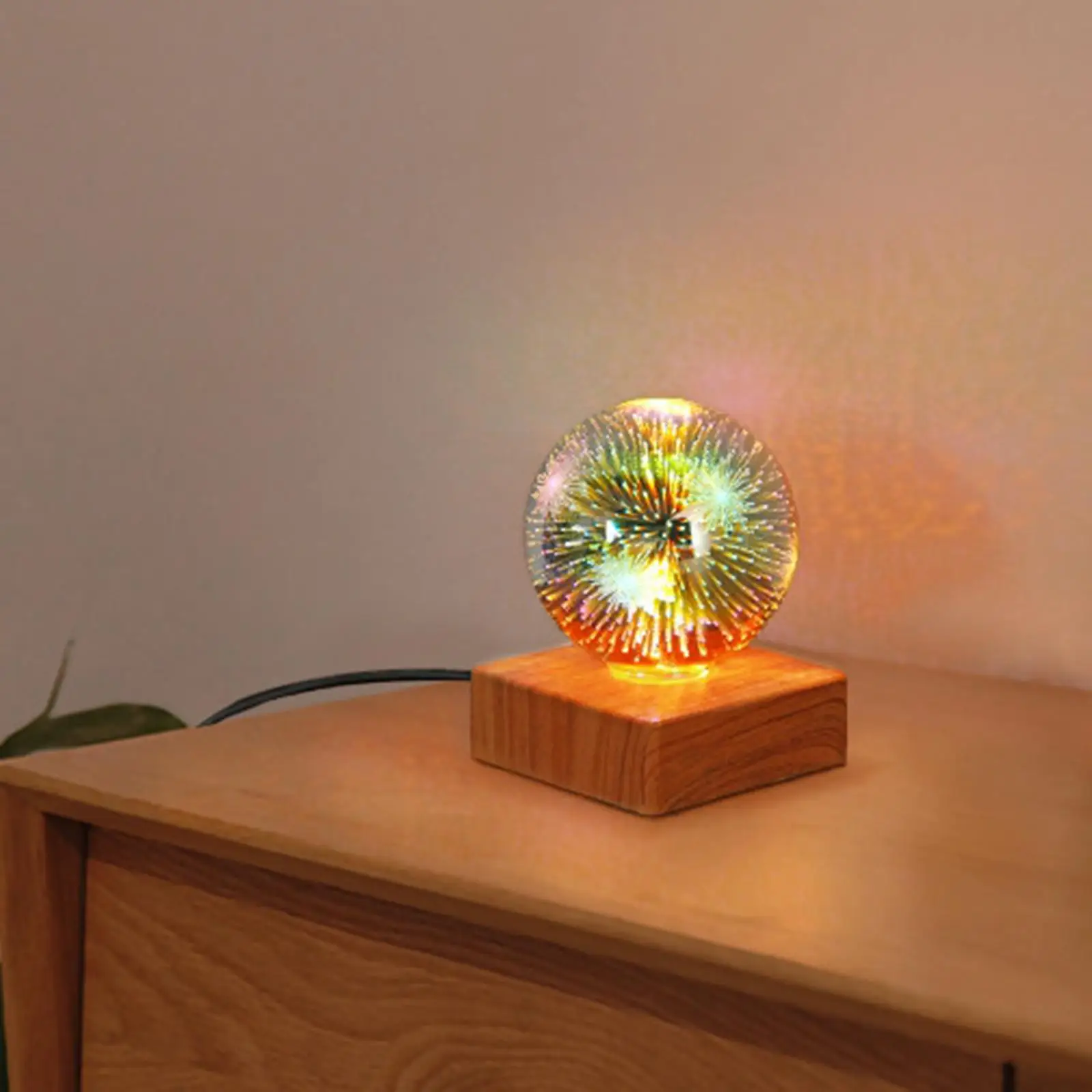 

USB Powered LED 3D Glass Ball Night Light Holiday Decor 9x11.8cm New