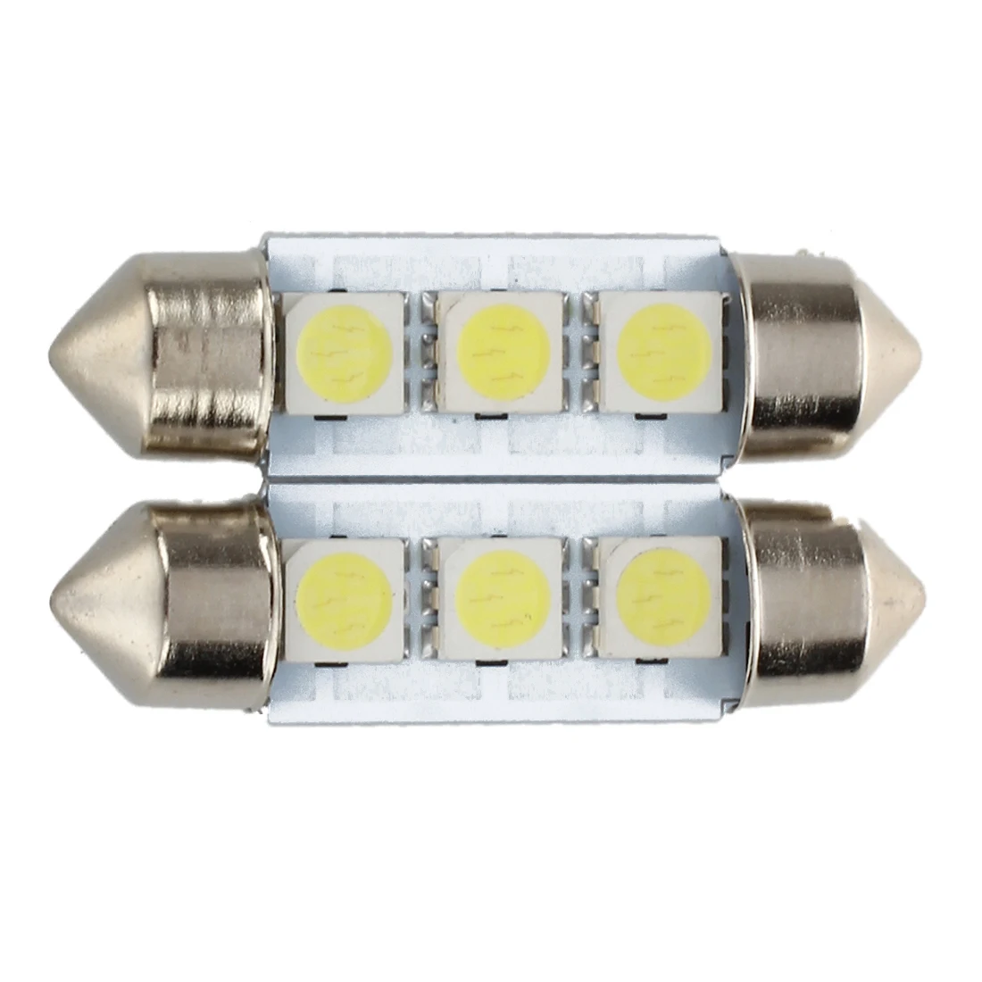 ABLK 2x C5W 3 LED SMD 5050 36mm Xenon White Bulb plate shuttle Festoons dome ceiling lamp car light