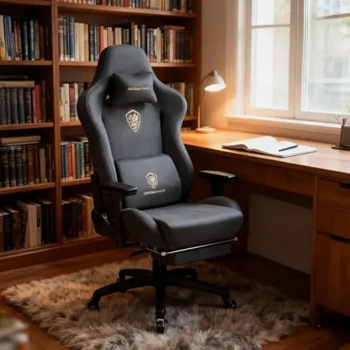 Big and Tall Gaming Chair with Suede Fabric Breathable, Game Chairs for Adults with Oversized Thick Seat for 440lbs