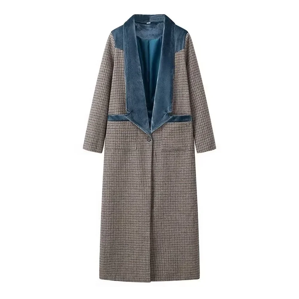 Kar&Otza Autumn new women's clothing style fashionable, niche, versatile, casual, comfortable plaid woolen coat jacket