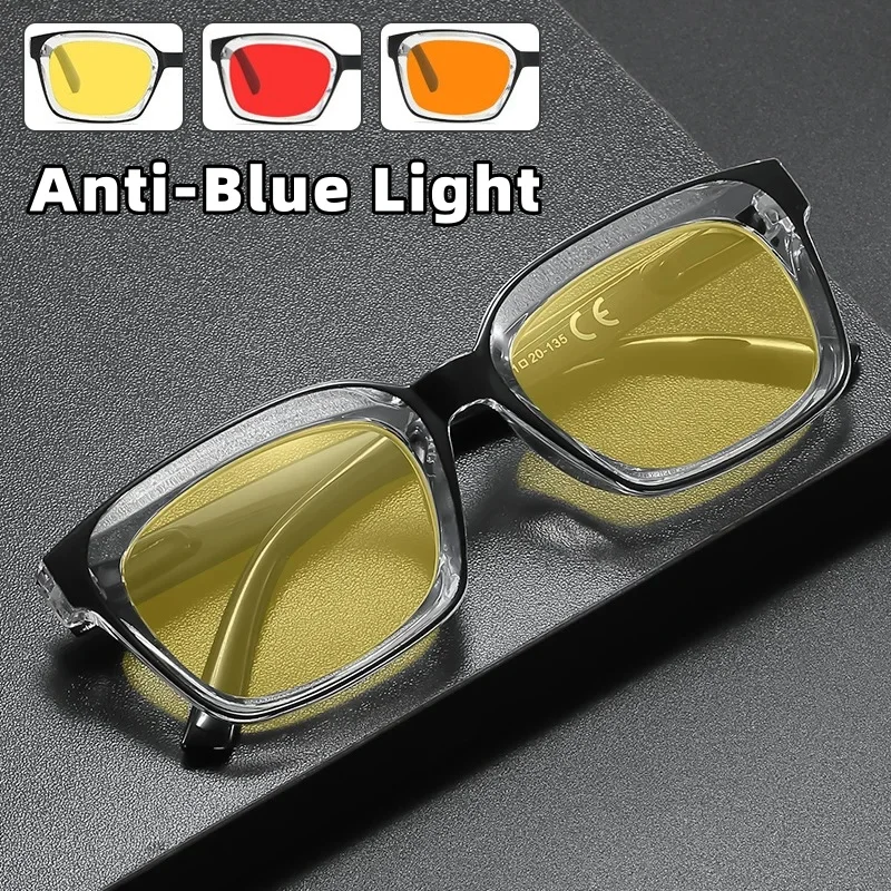 

New Retro Anti-Blue Light Night Vision Glasses Watching Phone Playing Computer Gaming Eyewear Unisex Orange and Red Lenses