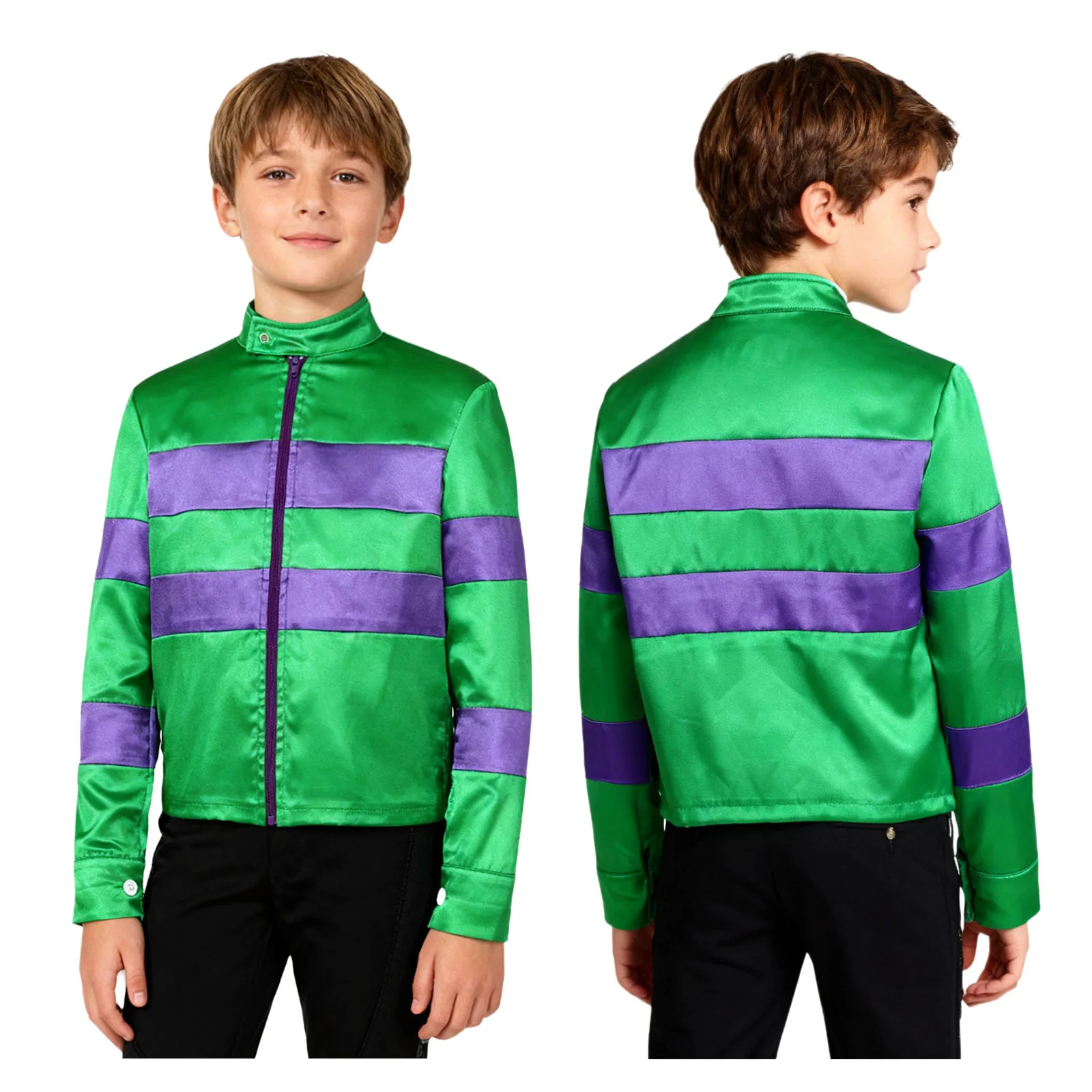 Kids Mock Neck Long Sleeve Zipper Horseback Riding Jacket Halloween Carnival Theme Party Horse Rider Trainer Cosplay Costume