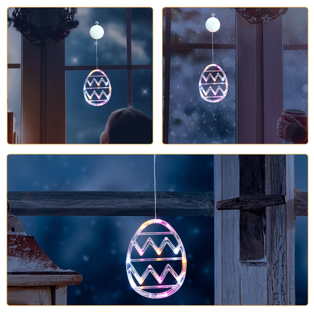 

3Pcs Easter Egg Window Light Suction Cup Decorative Lamp Party Home Showcase Bright Colors Easter Window Light