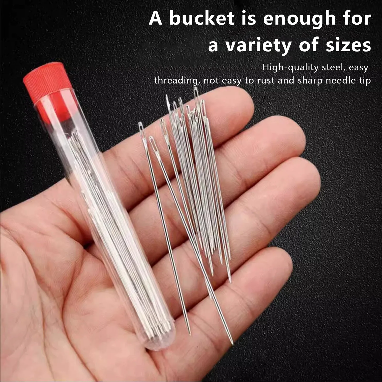 34/37 قطعة مجموعة إبر الخياطة العين الكبيرة إبر اليد للملابس اللحف التطريز سهلة الموضوع إبرة عدة حالة كبار السن صياغة #3