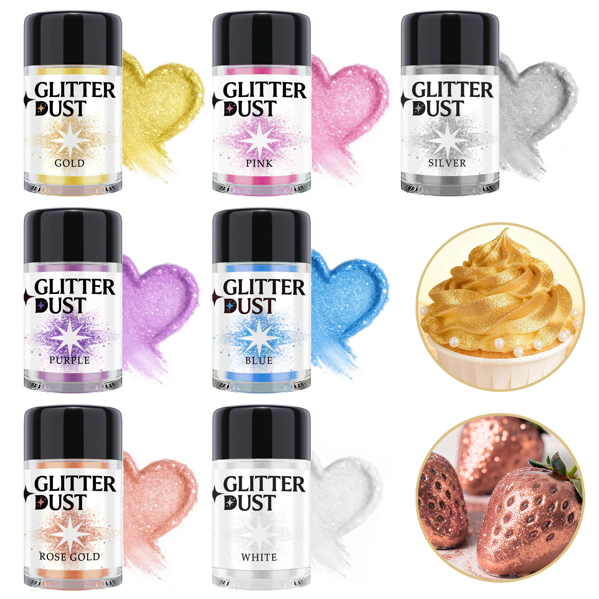 Glitter- Luster Dust Metallic Coloring Glitter for Drinks,Cake Decorating,Baking-Dust Powder Shimmer Sprinkle Powder cake topper