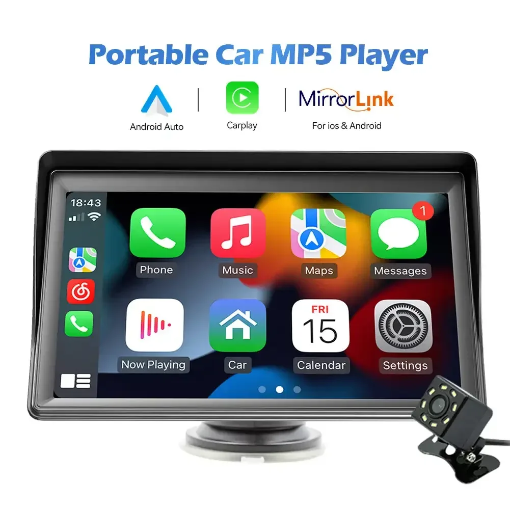 7-inch Car Monitor Wireless Carplay MP5 Portable Smart Player GPS Navigation Supports Android Auto Apple Airplay Bluetooth FM