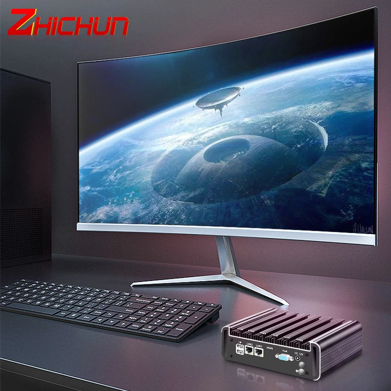 ZHICHUN Hotsell 8th Core I7 Passive Cooling, Silent And Hardware Automatic Desktop Computer Type C USB RJ45 Win10 Gaming Mini PC