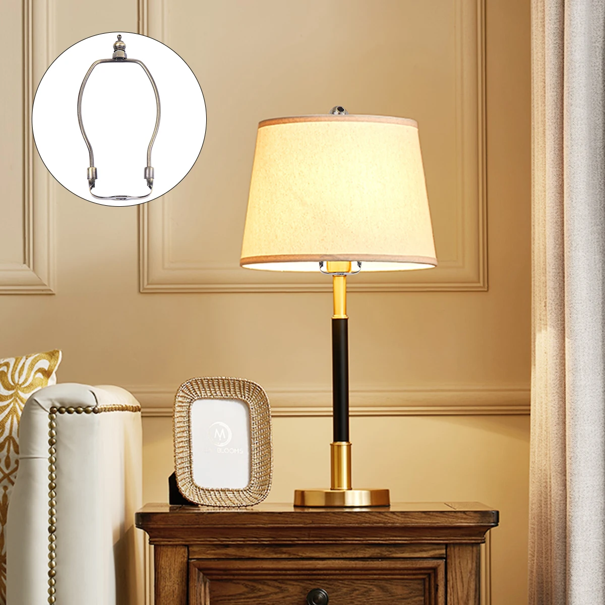 Staffa per lampada a corno da 8 pollici Supporto per arpa da pavimento in metallo Accessori per illuminazione facili da installare Telaio per lampada in ferro per lampade da tavolo