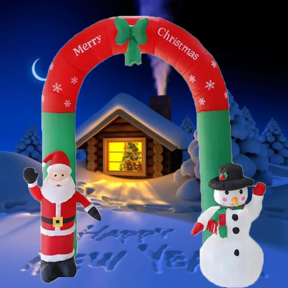 

2.4m Christmas Decoration Inflatable Toys Archway Santa Claus and Snowman with LED Lights Indoor Outdoor Party Garden Ornament