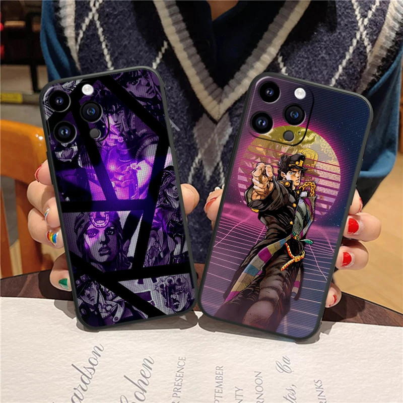 Anime JoJo Cool For Apple iPhone 15 14 13 12 Mini 11 XS XR X 8 7 Pro Max Plus Soft Silicone Black Phone Case image 5